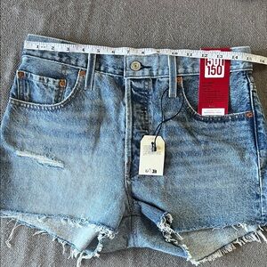 Levi's Light Blue Distressed Denim Cutoff Shorts